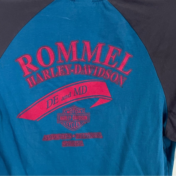 6/$25 Harley-Davidson Teal and Black Short Sleeve Tee - Picture 6 of 7